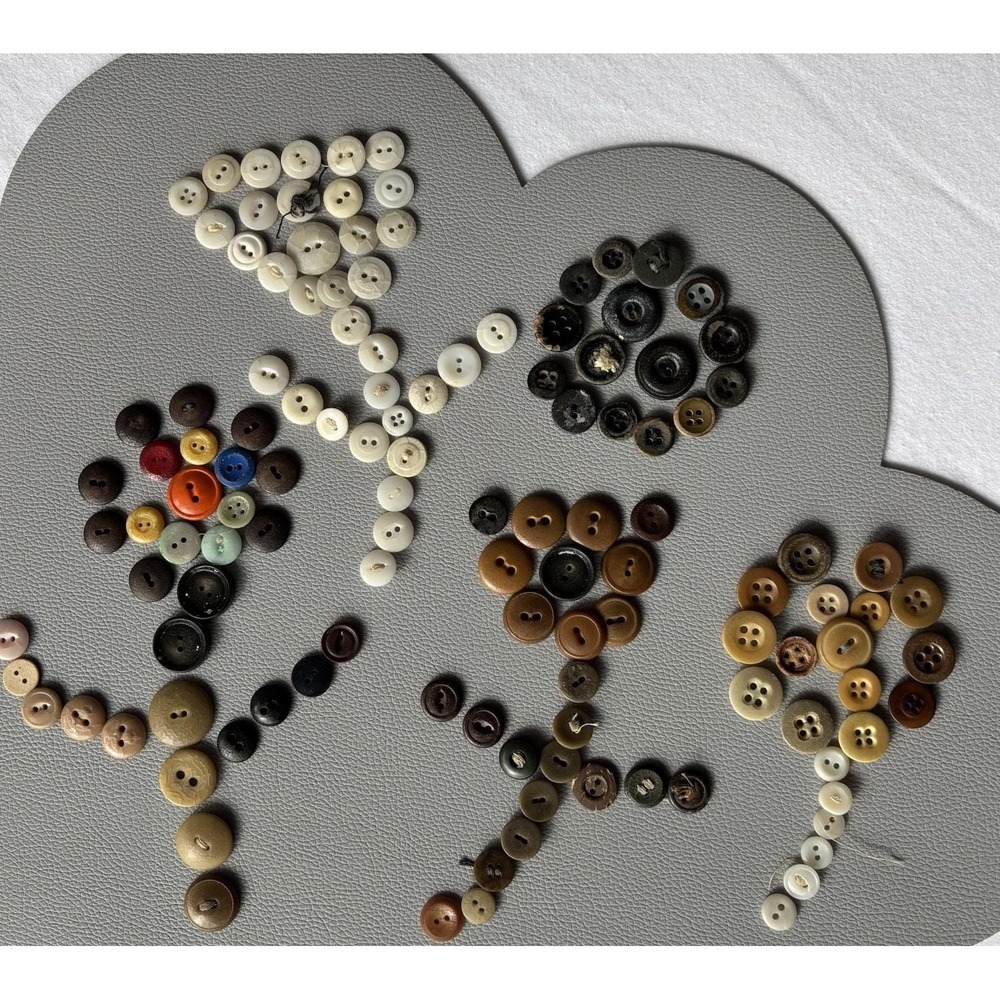 Antique Button Lot 75pc Mixed Bone Bakelite Casein Wood Early 1900s Sewing Craft